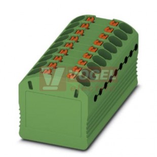 PTFIX 18X1,5 GN blok rozbočovací/distribuční, připojení PUSH-IN, 450V/17,5A, zelená, š=12,6mm, montáž pro osazení adaptérem nebo přírubou (3002773)