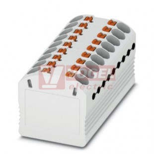 PTFIX 18X1,5 WH blok rozbočovací/distribuční, připojení PUSH-IN, 450V/17,5A, bílá, š=12,6mm, montáž pro osazení adaptérem nebo přírubou (3002780)