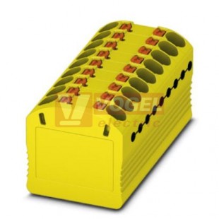 PTFIX 18X1,5 YE blok rozbočovací/distribuční, připojení PUSH-IN, 450V/17,5A, žlutá,  š=12,6mm, montáž pro osazení adaptérem nebo přírubou (3002770)