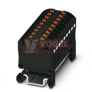 PTFIX 18X1,5-NS15A BK blok rozbočovací/distribuční, připojení PUSH-IN, 450V/17,5A, černá, š=12,6mm, montáž na DIN lištu TS15 (3002969)