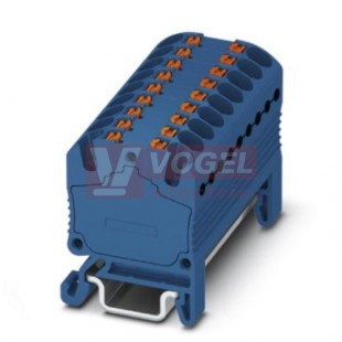 PTFIX 18X1,5-NS15A BU blok rozbočovací/distribuční, připojení PUSH-IN, 450V/17,5A, modrá, š=12,6mm, montáž na DIN lištu TS15 (3002926)