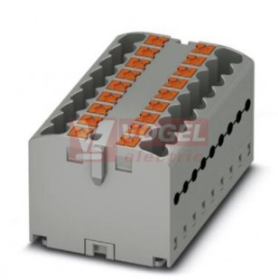 PTFIX 18X2,5 GY blok rozbočovací/distribuční, připojení PUSH-IN, 500V/24A, šedá, š=25,2mm, s napájením, montáž osadit adaptéry nebo přírubami (3273308)
