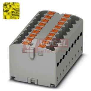 PTFIX 18X2,5-FE-G blok rozbočovací/distribuční, připojení PUSH-IN, 500V/24A, černá/žlutá, š=15,6mm, montáž lepením (3273458)