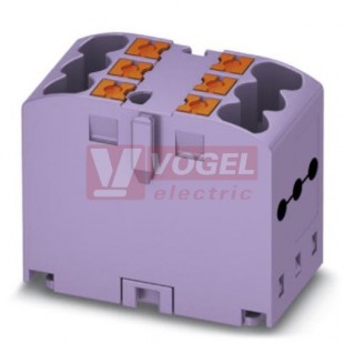 PTFIX  6X2,5 VT blok rozbočovací/distribuční, připojení PUSH-IN, 500V/24A, fialová, š=25,2mm, s napájením, montáž osadit adaptéry nebo přírubami (3273280)