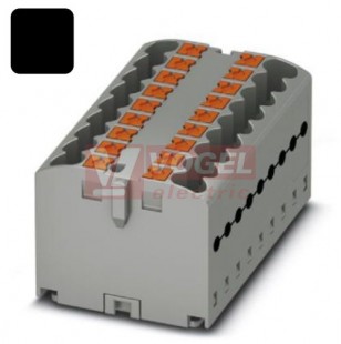 PTFIX 18X2,5-G BK blok rozbočovací/distribuční, připojení PUSH-IN, 500V/24A, černá, š=15,6mm, montáž lepením (3273452)