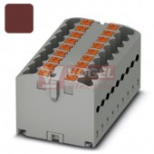 PTFIX 18X2,5-G BN blok rozbočovací/distribuční, připojení PUSH-IN, 500V/24A, hnědá, š=15,6mm, montáž lepením (3273448)