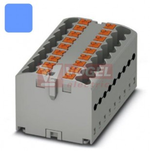 PTFIX 18X2,5-G BU blok rozbočovací/distribuční, připojení PUSH-IN, 500V/24A, modrá, š=15,6mm, montáž lepením (3273440)