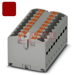 PTFIX 18X2,5-G RD blok rozbočovací/distribuční, připojení PUSH-IN, 500V/24A, rudá, š=15,6mm, montáž lepením (3273442)