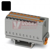 PTFIX  6/12X2,5-NS35 BK blok rozbočovací/distribuční 1x6+12x2,5mm2, připojení PUSH-IN,690V/24A, černá, š=28,6mm, příčná montáž na DIN lištu TS35 (3273102)