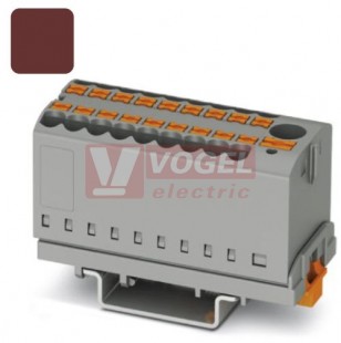 PTFIX  6/12X2,5-NS35 BN blok rozbočovací/distribuční 1x6+12x2,5mm2, připojení PUSH-IN, 690V/24A, hnědá, š=28,6mm, příčná montáž na DIN lištu TS35 (3273098)