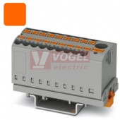 PTFIX  6/12X2,5-NS35 OG blok rozbočovací/distribuční 1x6+12x2,5mm2, připojení PUSH-IN, 690V/24A, oranžová, š=28,6mm, příčná montáž na DIN lištu TS35 (3273106)