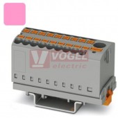 PTFIX  6/12X2,5-NS35 PK blok rozbočovací/distribuční 1x6+12x2,5mm2, připojení PUSH-IN, 690V/24A, růžová, š=28,6mm, příčná montáž na DIN lištu TS35 (3273105)