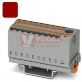 PTFIX  6/12X2,5-NS35 RD blok rozbočovací/distribuční 1x6+12x2,5mm2, připojení PUSH-IN, 690V/24A, červená, š=28,6mm,  příčná na DIN lištu TS35 (3273092)