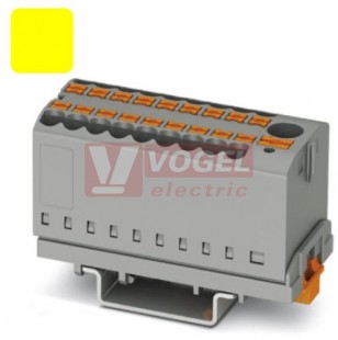 PTFIX  6/12X2,5-NS35 YE blok rozbočovací/distribuční 1x6+12x2,5mm2, připojení PUSH-IN, 690V/24A, žlutá, š=28,6mm, příčná montáž na DIN lištu TS35 (3273094)