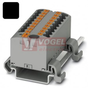 PTFIX  6/12X2,5-NS35A BK blok rozbočovací/distribuční, s napájením, připojení PUSH-IN, 500V/24A, černá, š=25,2mm, podélná montáž na DIN lištu TS35 (3273234)