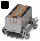 PTFIX  6/12X2,5-NS35A BK blok rozbočovací/distribuční, s napájením, připojení PUSH-IN, 500V/24A, černá, š=25,2mm, podélná montáž na DIN lištu TS35 (3273234)