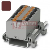 PTFIX  6/12X2,5-NS35A BN blok rozbočovací/distribuční, s napájením, připojení PUSH-IN, 500V/24A, hnědá, š=25,2mm, podélná montáž na DIN lištu TS35 (3273230)