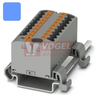PTFIX  6/12X2,5-NS35A BU blok rozbočovací/distribuční, s napájením, připojení PUSH-IN, 500V/24A, modrá, š=25,2mm, podélná montáž na DIN lištu TS35 (3273222)