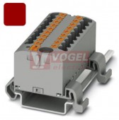 PTFIX  6/12X2,5-NS35A RD blok rozbočovací/distribuční, s napájením, připojení PUSH-IN, 500V/24A, rudá, š=25,2mm, podélná montáž na DIN lištu TS35 (3273224)