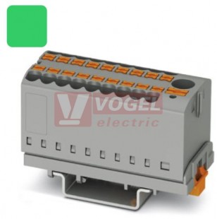 PTFIX  6/18X2,5-NS35 GN blok rozbočovací/distribuční, s napájením, připojení PUSH-IN, 500V/24A, zelená, š=28,6mm, příčná montáž na DIN lištu TS35 (3273118) Prodej pouze na celá balení po 8ks