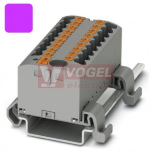 PTFIX  6/18X2,5-NS35A VT blok rozbočovací/distribuční, s napájením, připojení PUSH-IN, 500V/24A, fialová, š=25,2mm, podélná montáž na DIN lištu TS35 (3273258)