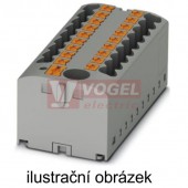 PTFIX  6/6X2,5 BU blok rozbočovací/distribuční, připojení PUSH-IN, 500V/24A, modrá, š=25,2mm, s napájením, montáž osadit adaptéry nebo přírubami (3273332)