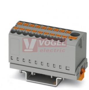 PTFIX  6/6X2,5-NS35 GY blok rozbočovací/distribuční, s napájením, připojení PUSH-IN, 500V/24A, šedá, š=28,6mm, příčná montáž na DIN lištu TS35 (3273066)