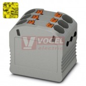 PTFIX  6X1,5-G-FE blok rozbočovací/distribuční, připojení PUSH-IN, 450V/17,5A, černá/žlutá, š=14,7mm, montáž samolepící (3002906)