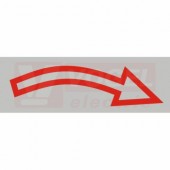 Samolepka bezpečnostní "Šipka - rotace vpravo" (červený tisk, stříbrný podklad), 7x2,4cm (DT050B)
