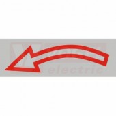 Samolepka bezpečnostní "Šipka - rotace vlevo" (červený tisk, stříbrný podklad), 7x2,4cm (DT050C)