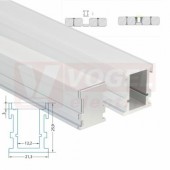 Nášlapný hliníkový profil BK, 21x26 mm, mléčný difuzor, komplet, 2 m (761.012.07.2)
