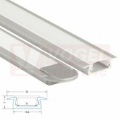 Vestavný hliníkový profil VR, 22x7 mm, matný difuzor (propustnost 80%), komplet, 2 m, pro šířku pásku 10mm (761.025.02.2)