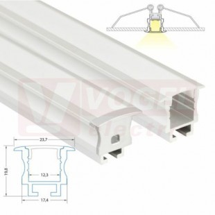 Vestavný hliníkový profil AC, 24x20 mm, čirý difuzor, komplet, 2 m (761.037.02.2)