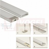 Přisazený hliníkový profil PZ, 24x6 mm, mléčný difuzor, komplet, 2 m (761.004.07.2)