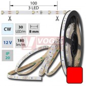 LED pásek SMD3528 červený, 30LED/m, IP54, DC 12V, 8mm, 5m (121.184.60.0) UKONČENO