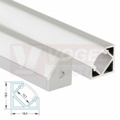 Rohový hliníkový profil RT, 19x19 mm, matný difuzor, komplet, 2 m (761.055.02.2)