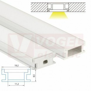 Nášlapný hliníkový profil BD, 19x9 mm, mléčný difuzor, komplet, 1 m (761.071.02.1)