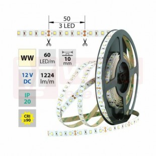 LED pásek SMD2835 teplá bílá, 60LED/m, IP20, DC 12V, 10mm, 5m (121.700.60.0) NOVINKA