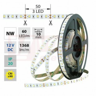 LED pásek SMD2835 neutrální bílá, 60LED/m, IP20, DC 12V, 10mm, 5m (121.701.60.0) NOVINKA
