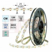 LED pásek SMD2835 studená bílá, 120LED/m, IP20, DC 12V, 10mm, 5m (121.705.60.0) NOVINKA