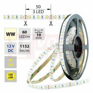 LED pásek SMD2835 teplá bílá, 60LED/m, IP54, DC 12V, 10mm, 5m (121.709.60.0) NOVINKA