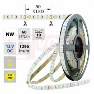 LED pásek SMD2835 neutrální bílá, 60LED/m, IP54, DC 12V, 10mm, 5m (121.710.60.0) NOVINKA