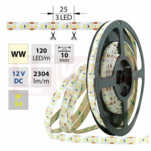 LED pásek SMD2835 teplá bílá, 120LED/m, IP54, DC 12V, 10mm, 5m (121.712.60.0) NOVINKA