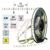 LED pásek SMD2835 studená bílá, 60LED/m, IP20, DC 12V, 10mm, 50m (121.702.60.2) NOVINKA