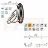 LED pásek SMD3528 studená bílá, 60LED/m, IP20, DC 24V, 8mm, 50m (126.206.60.2)