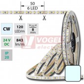 LED pásek SMD3528 studená bílá, 120LED/m, IP20, DC 24V, 8mm, 50m (126.230.60.2)