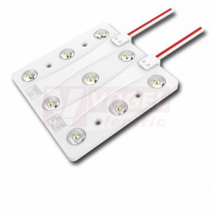 LED modul 9x SMD3030 (9B4), 7W, 12VDC, 580mA, 6550K, 700lm, barva bílá, čtverec, živ.30 000h, stmívatelný, vyzař.úhel 170°, propojení kabelem, rozměr 97x94x8,6mm, IP65 (211.016.51.0)