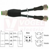 7000-40701-6232000 rozbočovací Y konektor M12/4-pin/vidl/přímý - kabel ČE PUR/PVC 3x0,34mm2 L=20m - 2x konektor M12/3-pin/zás/přímý