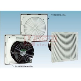 FK5525.230 Ventilátor s filtrem, 250x250mm, 230VAC, 230/265 m3/h, IP55, RAL7035, otvor 224x224mm