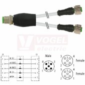 7000-40725-2250030 rozbočovací Y konektor M12/5-pin/vidl/přímý - kabel ŠE PUR/PVC 5x0,34mm2 L=0,3m - 2x konektor M12/5-pin/zás/přímý